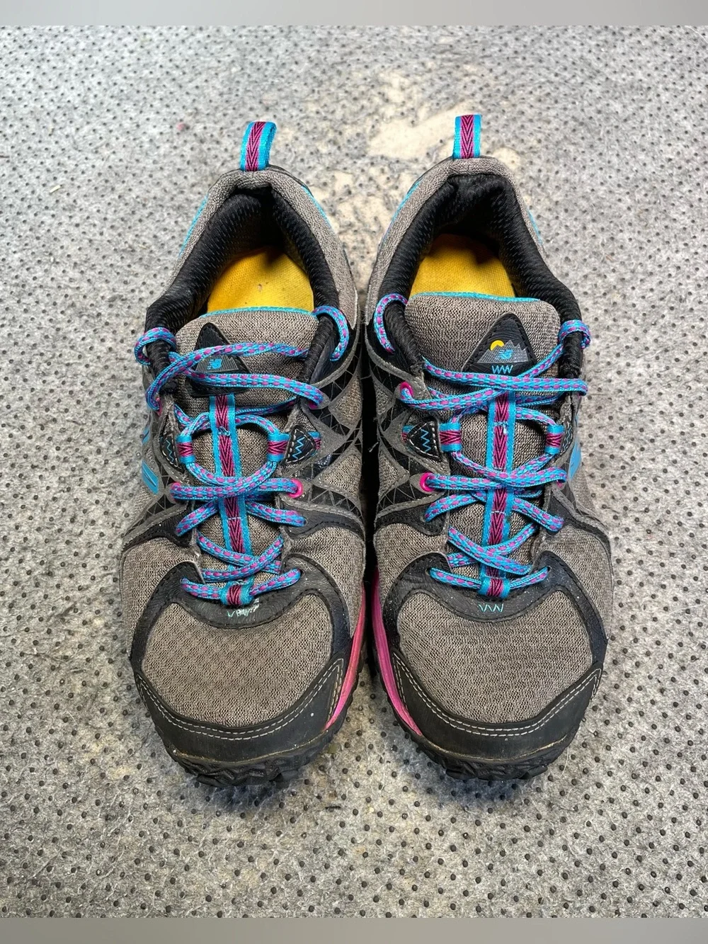 New Balance Women's Gray Athletic Sneakers with Pink and Blue Accents
